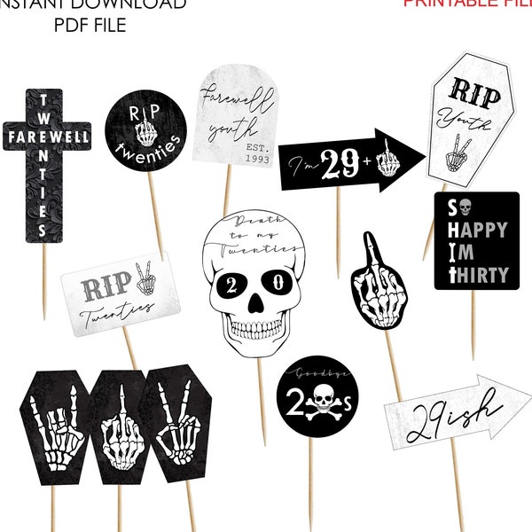 Death to my 20s Photo booth props, death to your 20, death to 20s party decoration