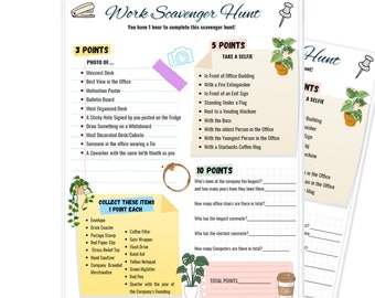 Work scavenger hunt, editable game, photo scavenger hunt office party game