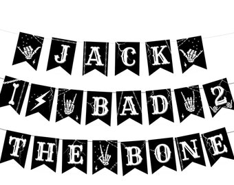 Bannière de fête Bad two the Bone, décorations d&#39;anniversaire de 2 ans, prêt pour 2 rock, born two rock, fête d&#39;anniversaire Bad 2 the bone