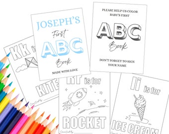 ABC babyshower kleurboek, Baby's eerste abc-boek, babyshower abc-boek, blanco babyboek abc kleurplaten