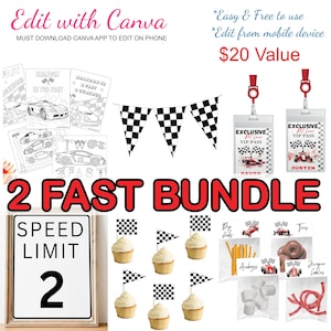 Two Fast Birthday Party package, cars coloring pages, Need four speed decor, 2 fast, Race car birthday, speed limit sign