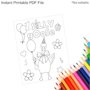 One silly Goose birthday coloring page, Goose Theme First Birthday Party, Silly goose theme, one silly goose birthday decor