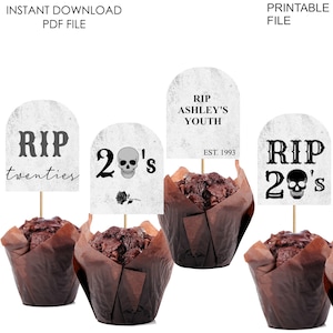 Death to your 20 cupcake toppers, funeral for my 20s, death to your 20 party decoration
