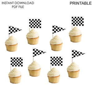 Decorazione per festa di compleanno &quot;Two Fast&quot; stampabile, decorazioni per feste a tema &quot;4 speed&quot;, decorazioni per cupcake, &quot;2 fast&quot;, compleanno con auto da corsa, &quot;4 speed&quot; necessarie