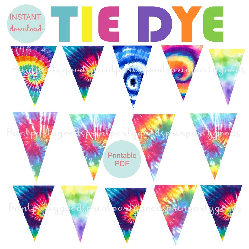 Tie Dye Flag Banner Tie Dye Party Vsco Banner Printable Tie - Etsy
