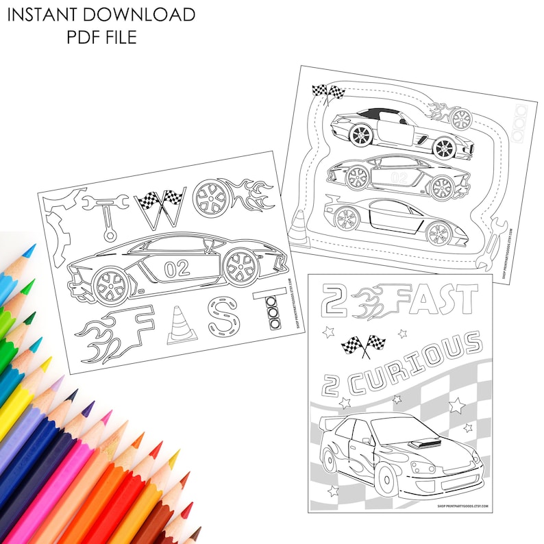 Two Fast Birthday Party Coloring Pages, Need Four Speed Decor, Cars ...