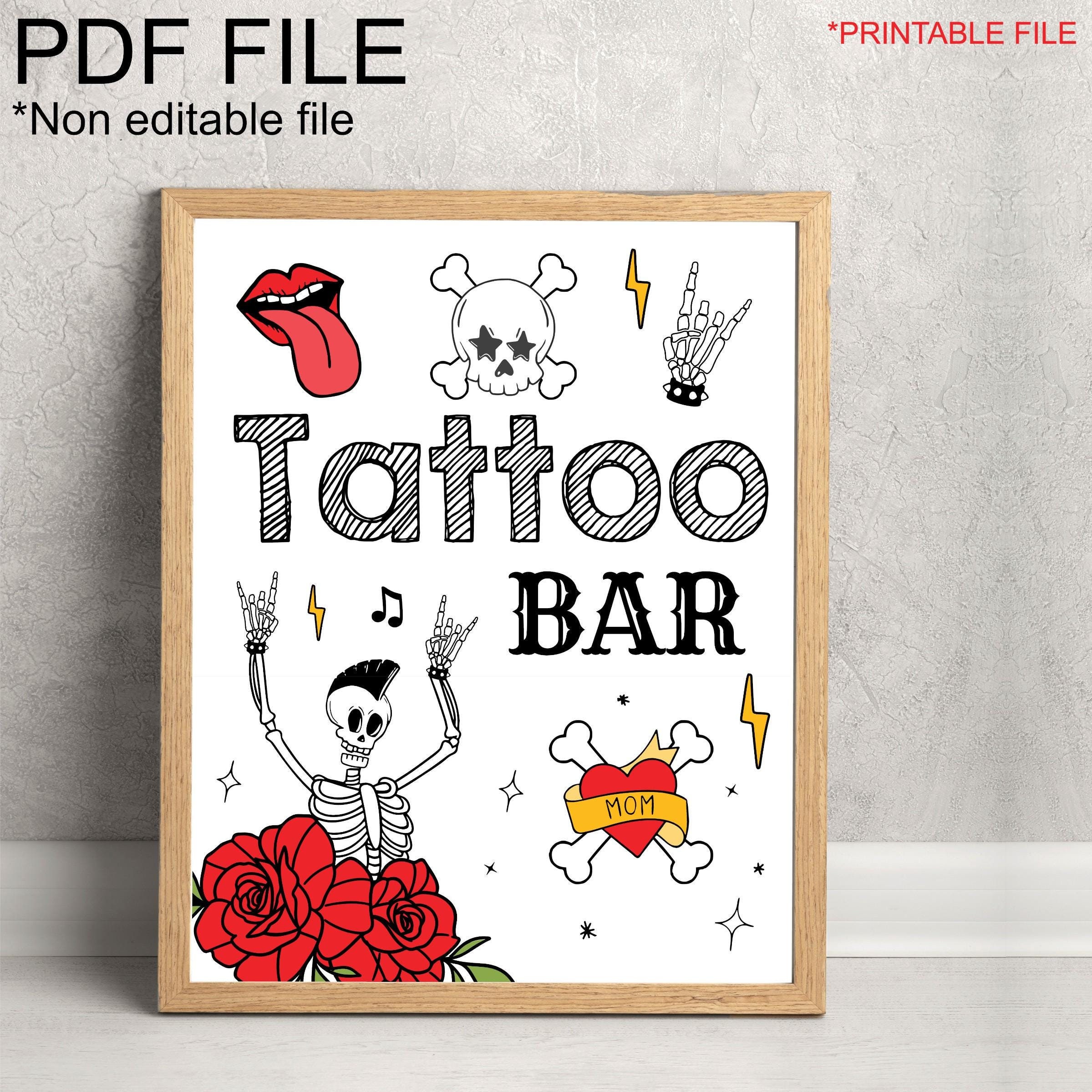 Enseigne de bar tatouage temporaire Bad two the bone, station de tatouage, Ready two rock, activité de fête d'anniversaire Born Two rock