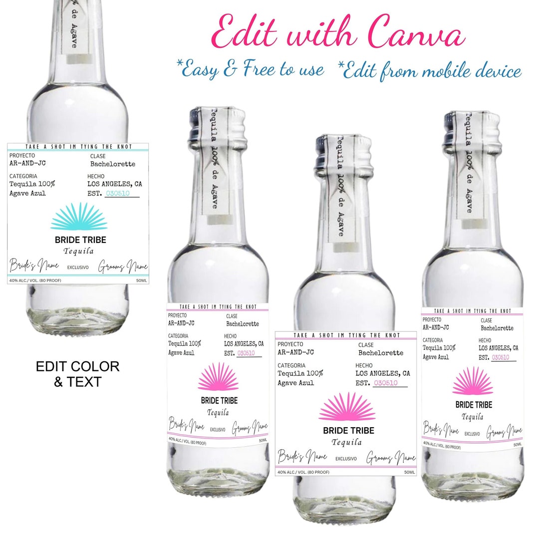Casamigos Label Mini Editable Template, Custom 50ml Tequila Label Casamigos Label Mini Editable Template, Custom 50ml Tequila Label