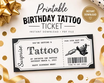 Tattoo Voucher, tattoo gift voucher, tattoo ticket, tattoo pass, tattoo gift card