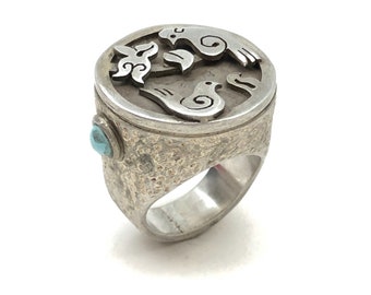 Persian handmade design sterling silver with Persian turquoise ring