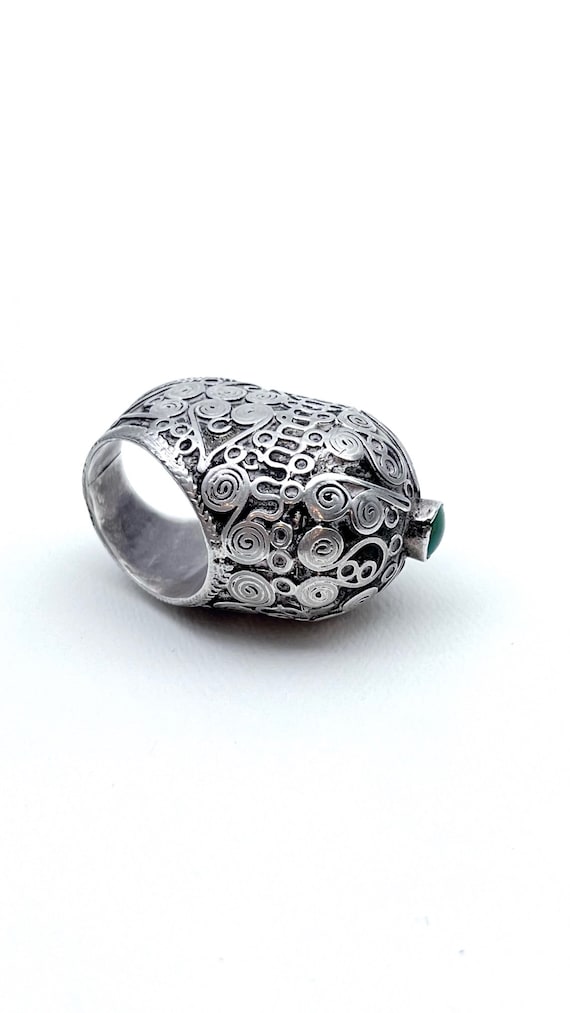 Antique silver berber ring, JADE, one of a kind, v