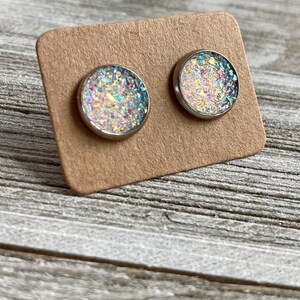 Handmade Midsize Druzy Studs 10mm Hypoallergenic Stud Earrings Gifts For Her Easter Spring