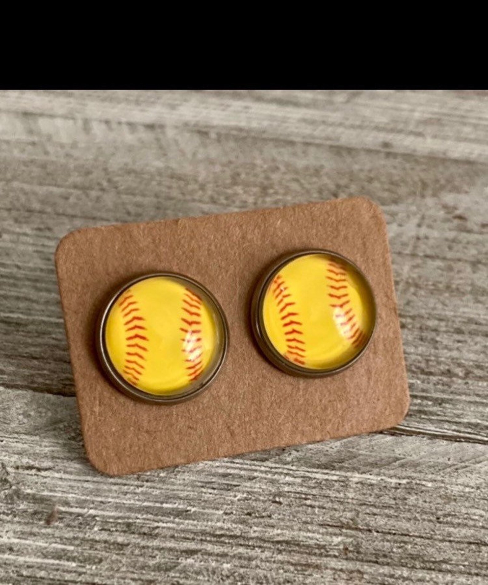 Handmade Softball Stud Earrings 12mm Softball Earrings Etsy