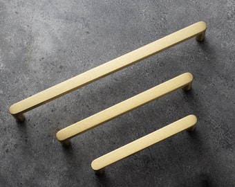 Brushed Brass Kitchen Cabinet Handles: Modern Gold Drawer Pulls Furniture Handles