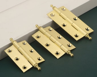 Decorative Brushed Brass Cabinet Hinges Gold Cupboard Door Butt Hinges Furniture Hardware  2/2.5/3inch