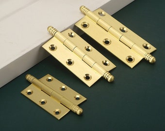 Modern Decorative Brushed Brass Cabinet Hinges Kitchen Cupboard Door Butt Hinges Gold Furniture Hardware 2/2.5/3inch