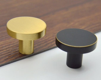 Modern Solid Brass Kitchen Cabinet Round Knobs And Pulls Black Furniture Drawer Dresser Knobs Cupboard Wardrobe Door Pull Handles Gold