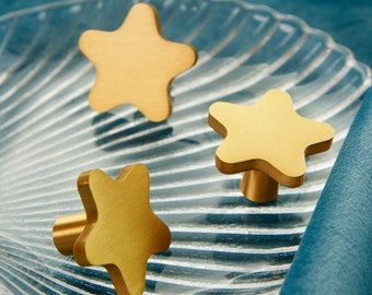 Pomelli per mobili a forma di stella in ottone: pomelli per cassetti in oro