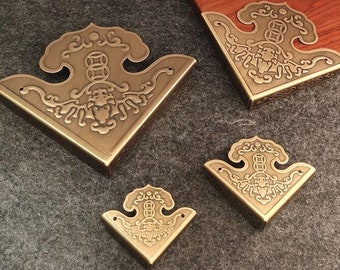 Vintage Bronze Brass Corner Protectors: Decorative Box Hardware