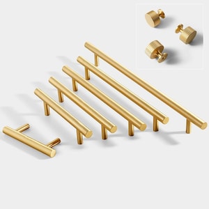 Solid Brass Kitchen Cabinet  Knobs And Handles Gold Furniture Long Pulls Drawer Dresser Cupboard Wardrobe Door Handles 96mm 128mm 160mm