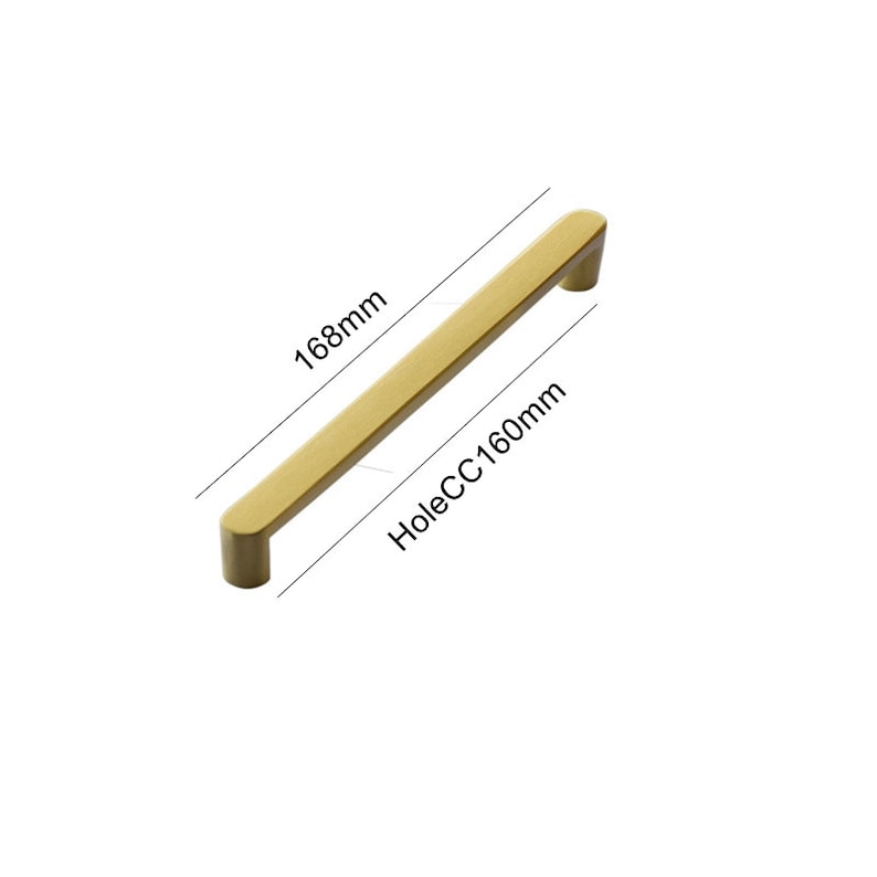 May include: Gold cabinet pull with a 168mm length and a 160mm hole center to center measurement.