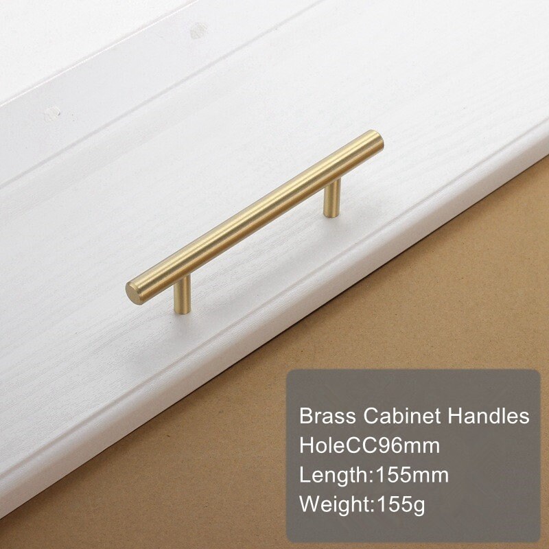 thumbnail image 2 of Brushed Brass Kitchen Cabinet Handles - 128mm, 160mm, 320mm Center (Gold Drawer Pulls) 2 of 11