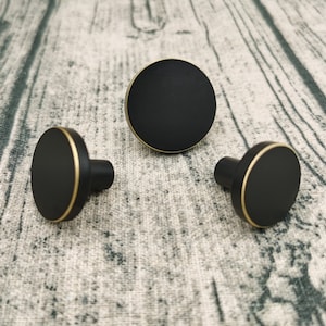 Round Solid Brass Cabinet Drawer Knobs: Black Modern Furniture Hardware