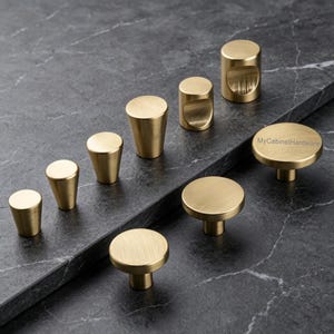 Modern Brushed Brass Cabinet Knobs: Gold Furniture Drawer Knobs Hardware