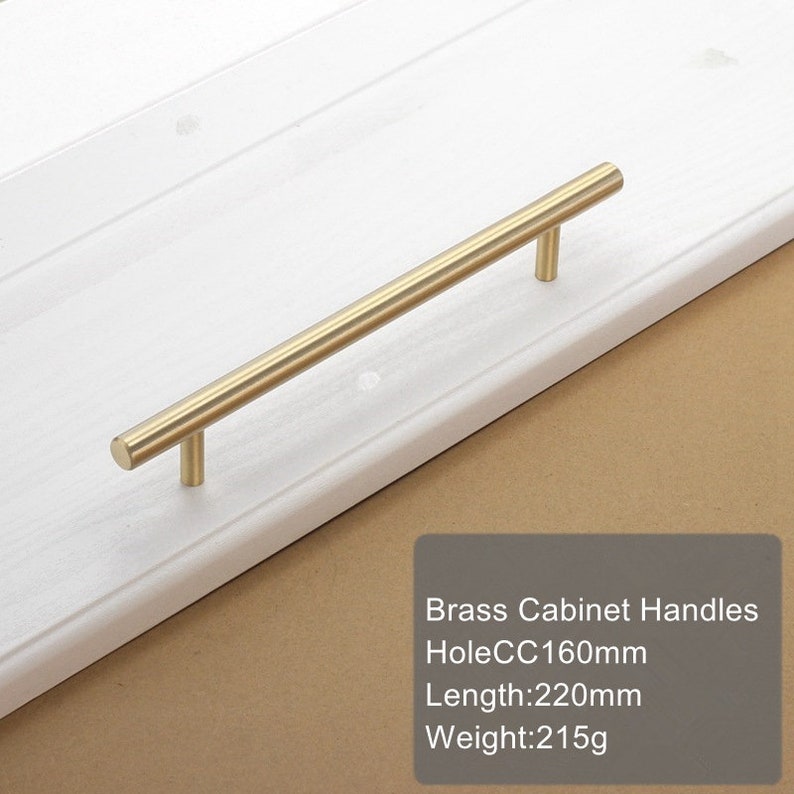 Modern Brushed Brass Kitchen Cabinet Knobs And Handles Gold Furniture Drawer Dresser Cupboard Wardrobe Door Pulls and Handles 96mm 128mm Hole CC160mm