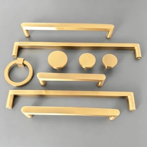 Brushed Brass Kitchen Cabinet Handles: Modern Gold Drawer Pulls Furniture Handles