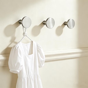 Modern Brushed Nickel Coat Hooks – Metal Wall-Mounted Hooks for Kitchen, Clothes, and Hats