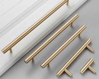 Modern Brushed Brass Kitchen Cabinet  Knobs And Handles Gold Furniture Drawer Dresser Cupboard Wardrobe Door Pulls and Handles 96mm 128mm