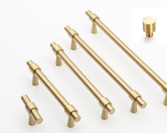 つや消し真鍮製キャビネットノブとハンドル：モダンなゴールドの家具金具