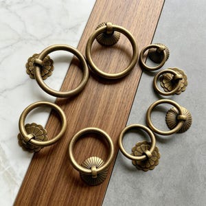 Antique Bronze Ring Pulls: Brass Cabinet Drawer Knobs (2Pack)