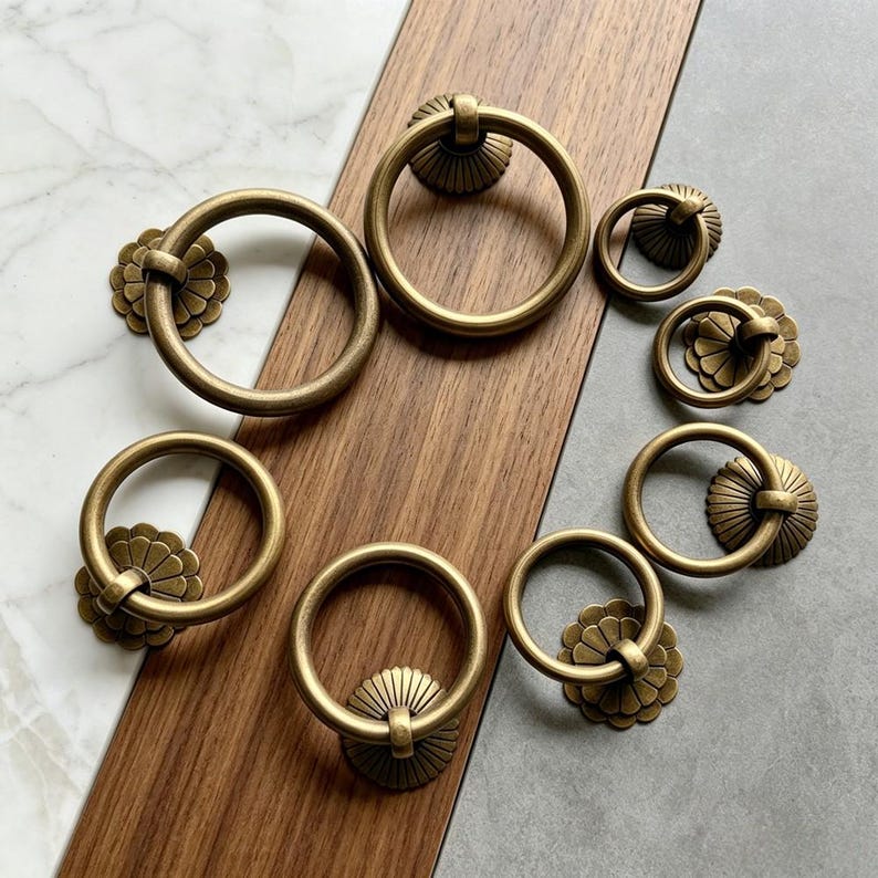 Ring Puls Antique Bronze Ring Pulls: Brass Cabinet Drawer Knobs (2pack) - Etsy