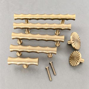 Pomelli e maniglie per mobili in bambù e ottone: maniglie per cassetti in oro spazzolato, accessori per mobili