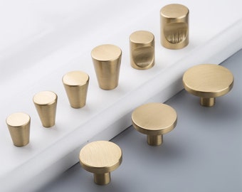 Modern Brushed Brass Cabinet Knobs: Gold Furniture Drawer Knobs Hardware