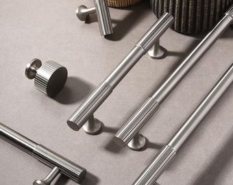 Brushed Nickel Brass Cabinet Knobs and Drawer Pulls: Modern Minimalist Hardware