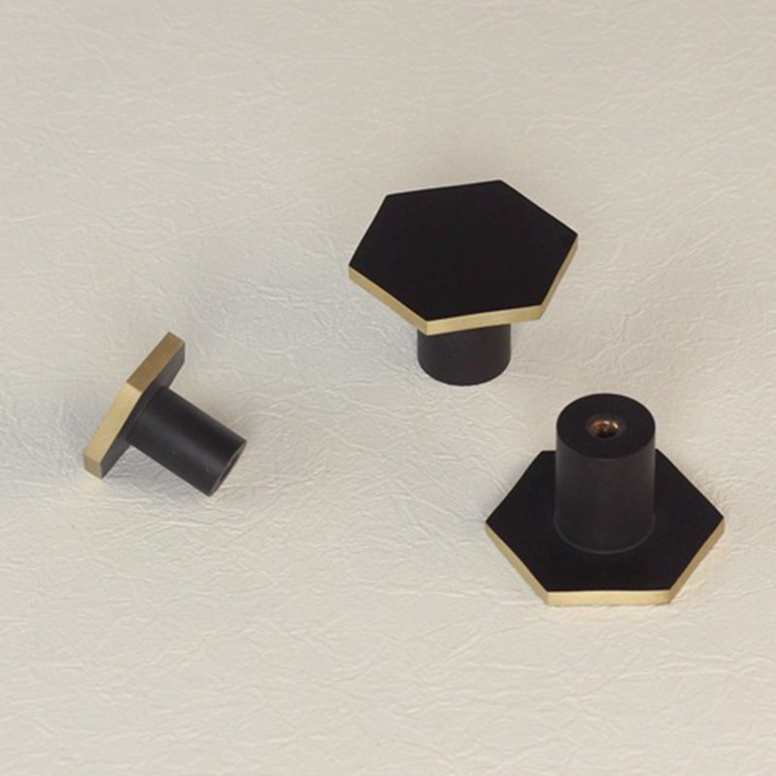 Hexagon Brass Kitchen Knobs and Pulls Black Furniture Etsy