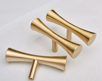 Cabinet Drawer Knobs And Pulls Solid Brass Furniture Kitchen Cupboard Closet Door Pull Handles Golden Single Hole