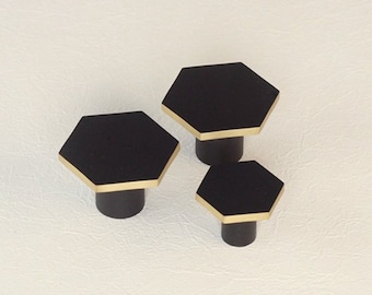 Perillas hexagonales de latón para gabinetes: tiradores negros para cajones de muebles