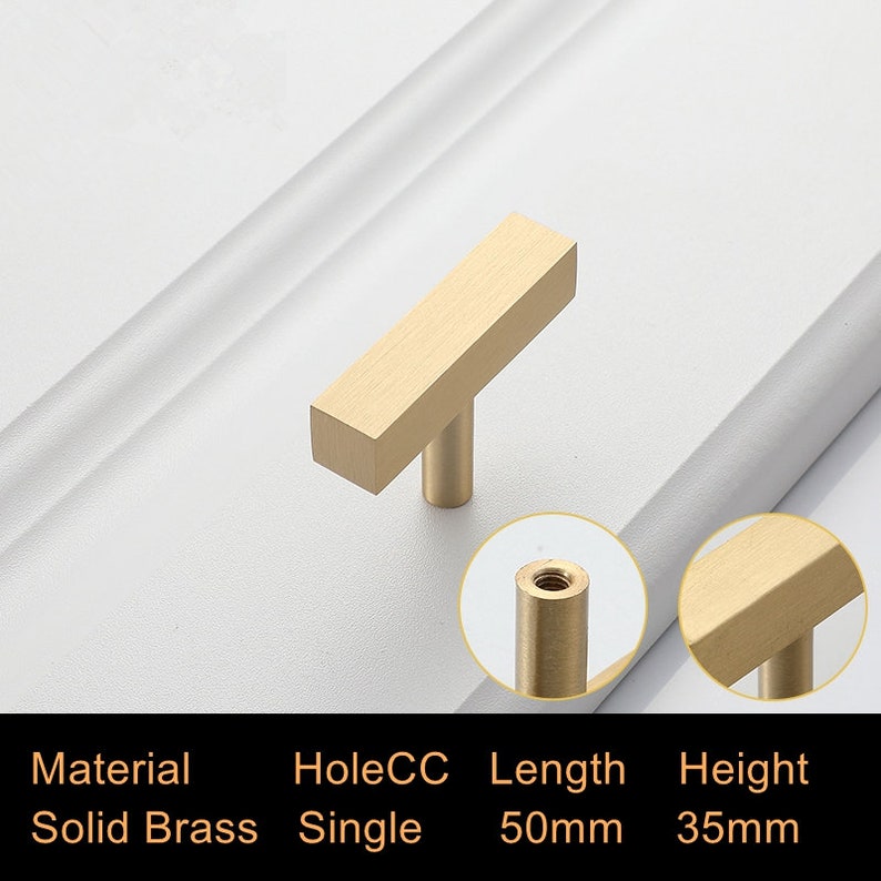 Brushed Brass Kitchen Cabinet Knobs and Pulls Square Furniture - Etsy