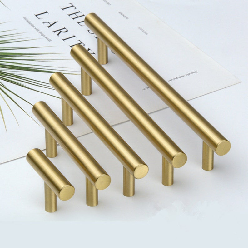 Modern Brushed Brass Kitchen Cabinet Knobs And Handles Gold Furniture Drawer Dresser Cupboard Wardrobe Door Pulls and Handles 96mm 128mm zdjęcie 2