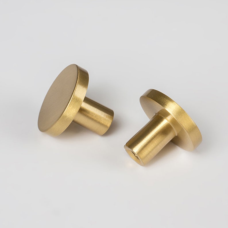 Round Brushed Brass Kitchen Cabinet Knobs And Pulls Gold Furniture Drawer Cupboard Door Pull Handles Single Hole zdjęcie 5