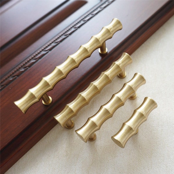 Bamboo Brass Kitchen Cabinet Drawer Knobs And Handles Bar Furniture Dresser Cupboard Wardrobe Door Pulls and Handles Hardware