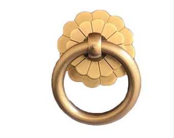 Massief messing ringgrepen: goudkleurige kast- en ladeknoppen (2 stuks)