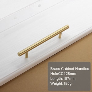 Modern Brushed Brass Kitchen Cabinet Knobs And Handles Gold Furniture Drawer Dresser Cupboard Wardrobe Door Pulls and Handles 96mm 128mm Hole CC128mm