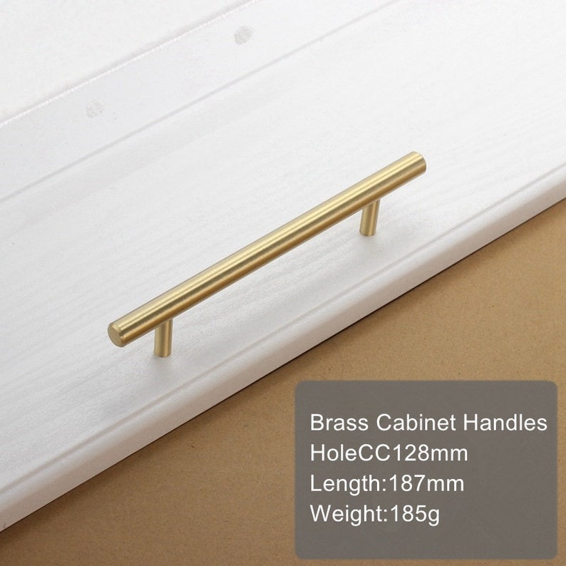 Modern Brushed Brass Kitchen Cabinet Knobs And Handles Gold Furniture Drawer Dresser Cupboard Wardrobe Door Pulls and Handles 96mm 128mm Hole CC128mm