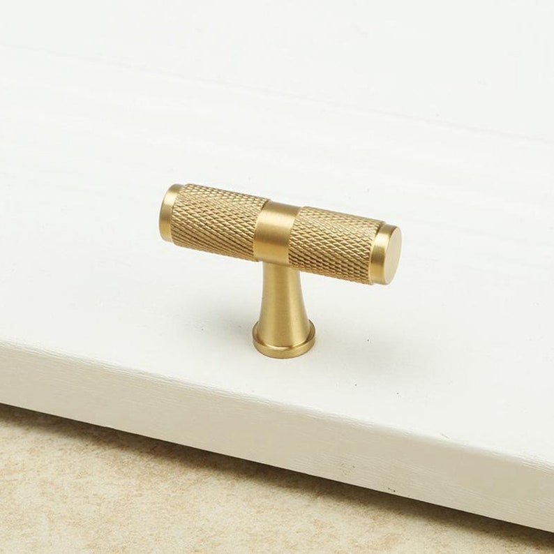 Modern Knurled Brass Kitchen Cabinet Knobs and Pulls Gold - Etsy