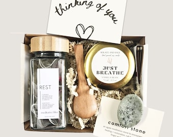 Thinking of You Gift Box Care Package for Her Get Well Soon Gift for Friend Mental Health Sympathy Self Care Gift Box Rest Relax Breathe
